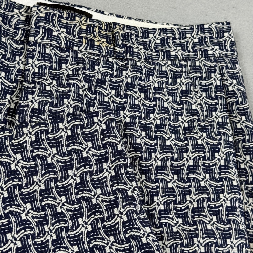 Banana Republic Avery Ankle Pants Navy White Geometric Basketweave Stretch 4